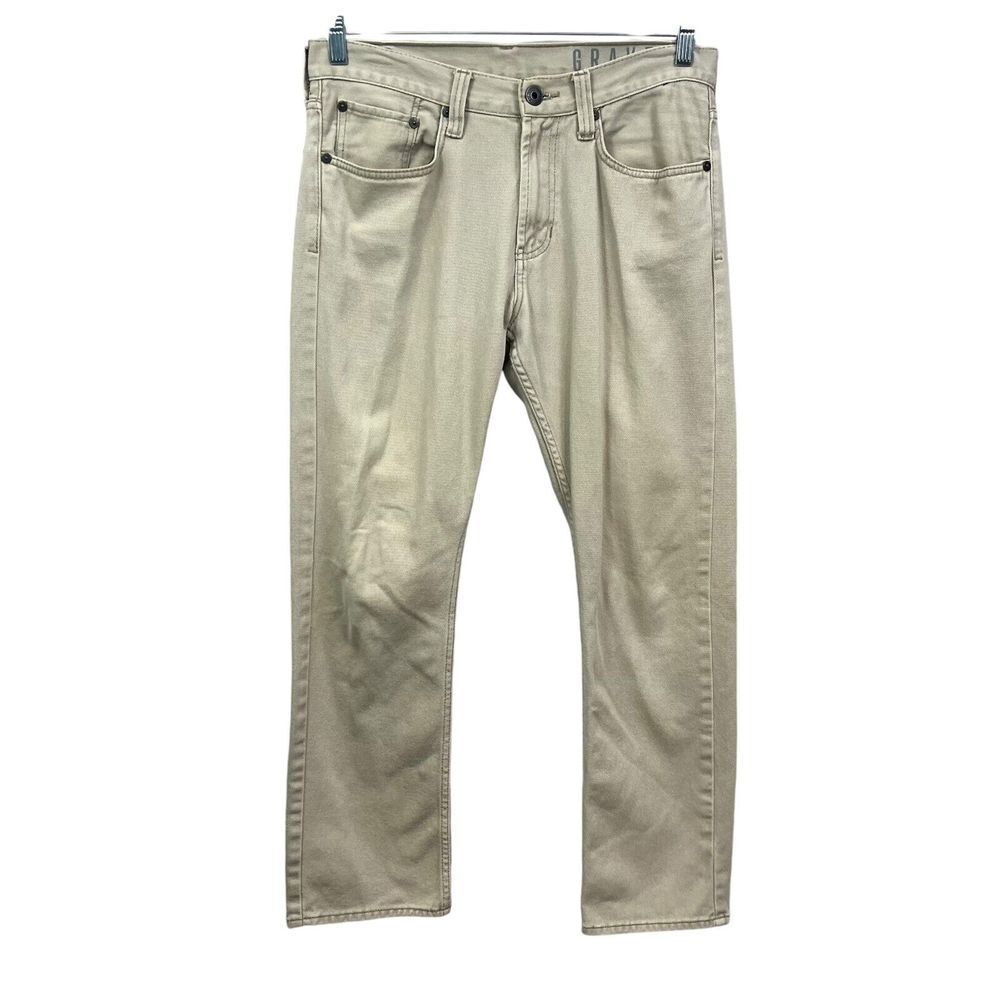 Bull Head Mens Jeans Gravels Slim Straight 5 Pocket Beige Zip Fly Size 32 x 28*